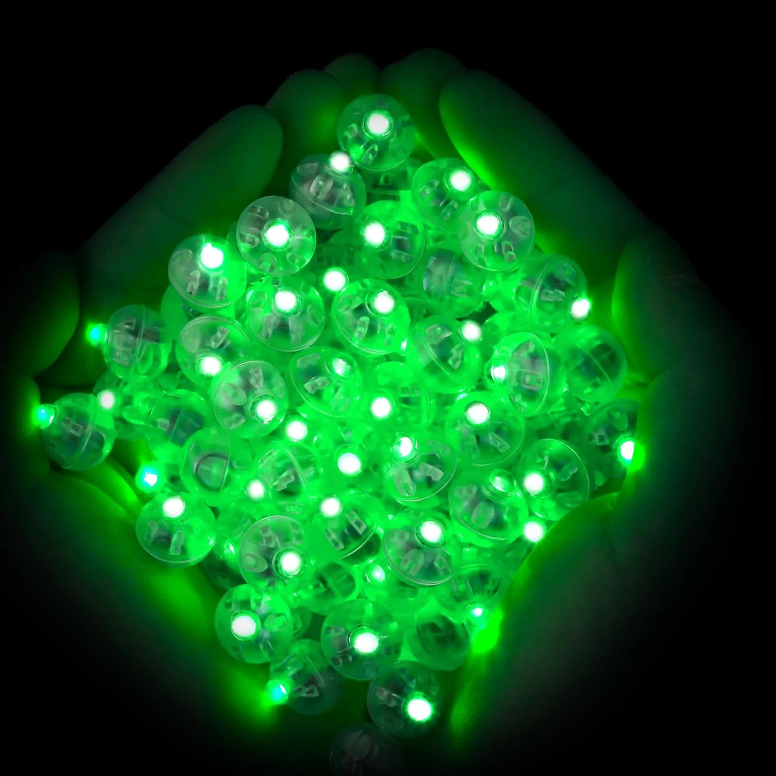Neo LOONS Green Round LED Balloon Lights 100 Count | 24+ Hour Standby, 1.7cm Diameter