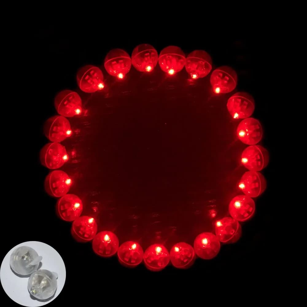 Neo LOONS Red Round LED Balloon Lights 100 Count (2.9 oz) | Long Standby Time for Paper Lanterns & Parties — Red