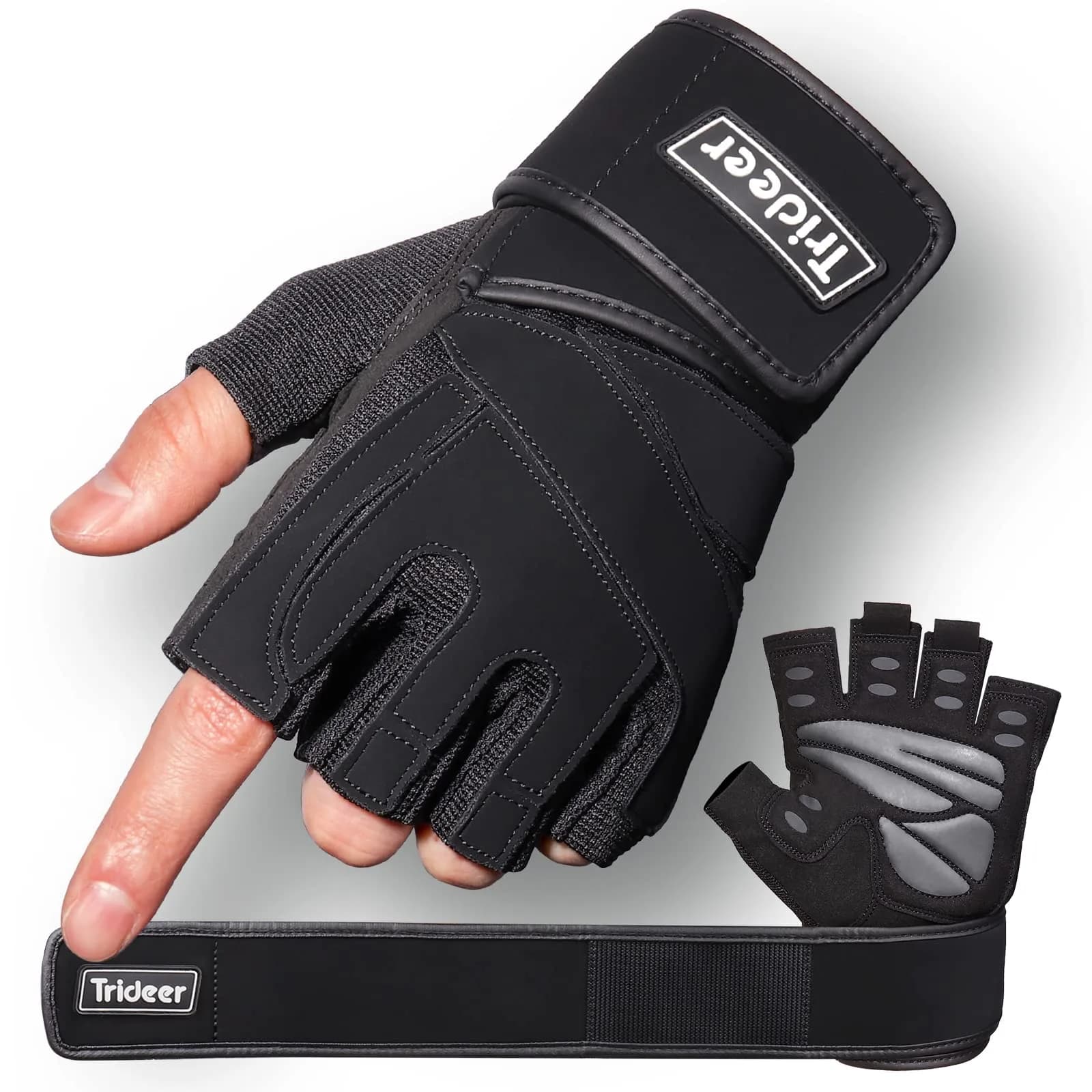 Trideer Workout Gloves with Wrist Wraps - Full Palm Protection & Extra Grips - Small - main product image