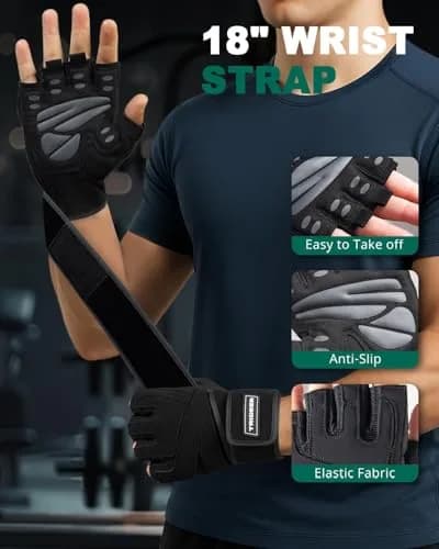 Trideer Workout Gloves with Wrist Wraps - Full Palm Protection & Extra Grips - Small thumbnail 5