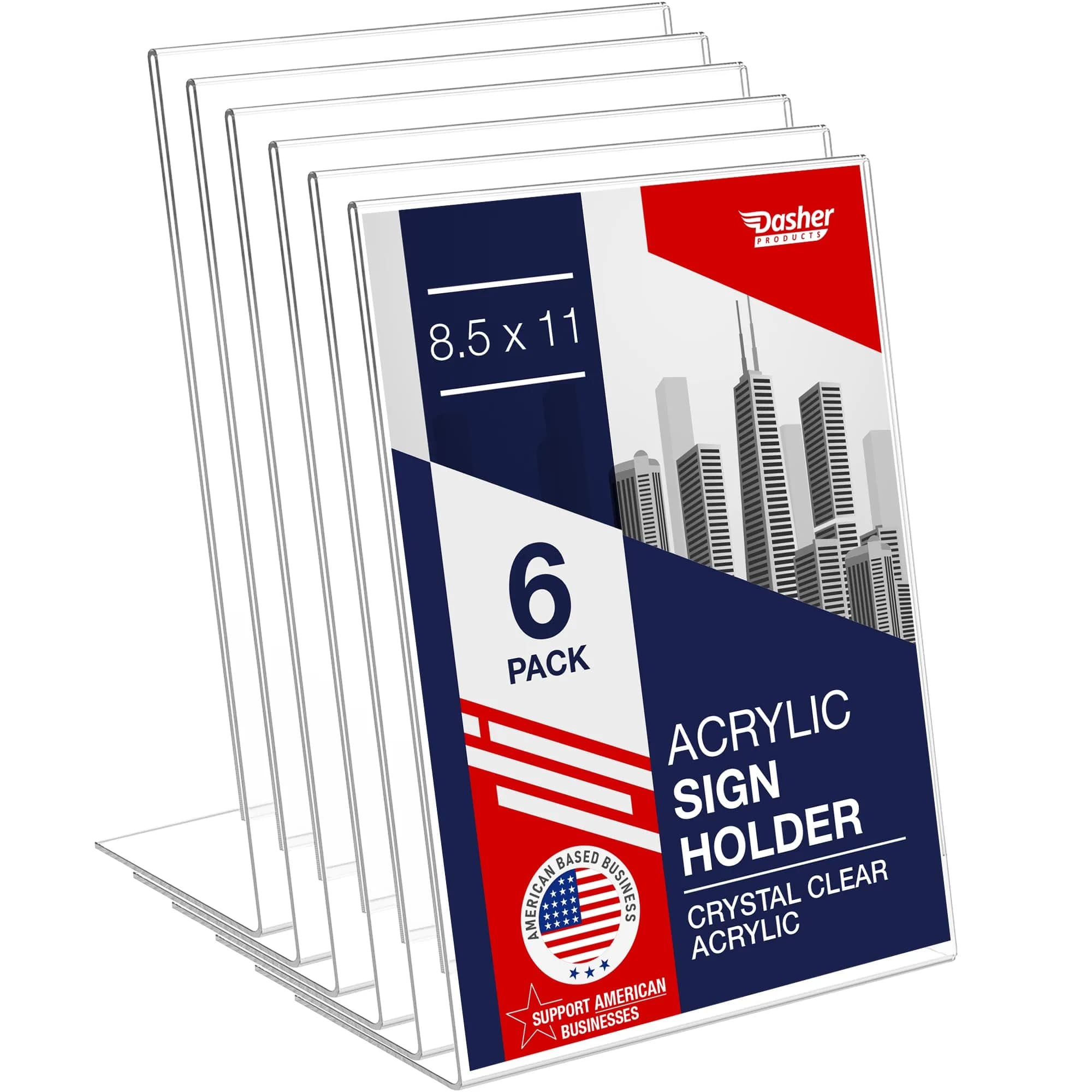 Dasher Products Acrylic Sign Holder 8.5 x 11 | Slant Back Display Stand for Office & Table Signs