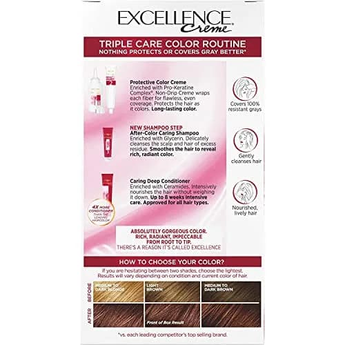 L'Oreal Excellence Creme Triple Protection Hair Color Light Reddish Brown 6RB | Permanent, Deep Nourishment, 6 Pack thumbnail 4