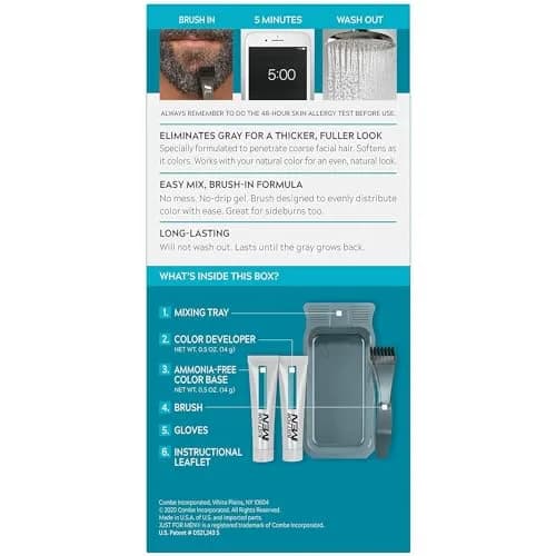 Just for Men Color Gel Mustache, Beard & Sideburns 115 Jet Black | Permanent Hair Color for Men thumbnail 8