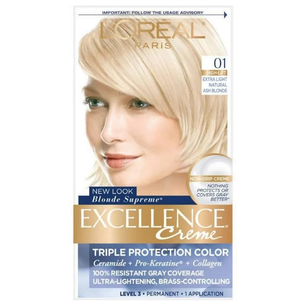 L'Oreal Paris Excellence Creme Haircolor Extra Light Ash Blonde 01 | Supports 100% Gray Coverage & Gentle Formula — 01 Extra Light Ash Blonde Cooler
