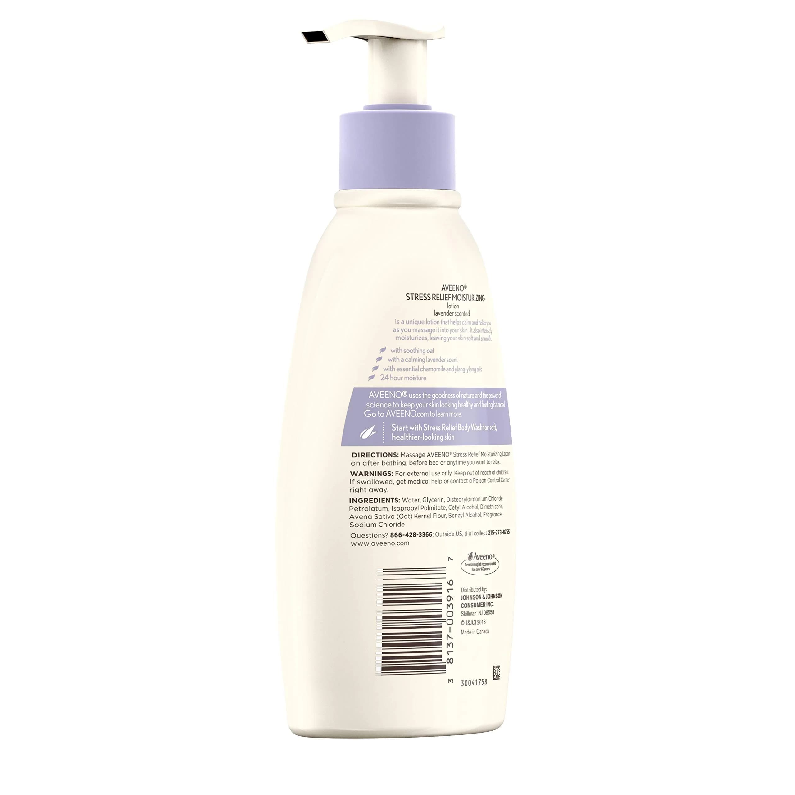 Aveeno Stress Relief Moisturizing Body Lotion 12 fl oz (354 mL) Pack of 4 | Calming Lavender & Chamomile Formula - view 4