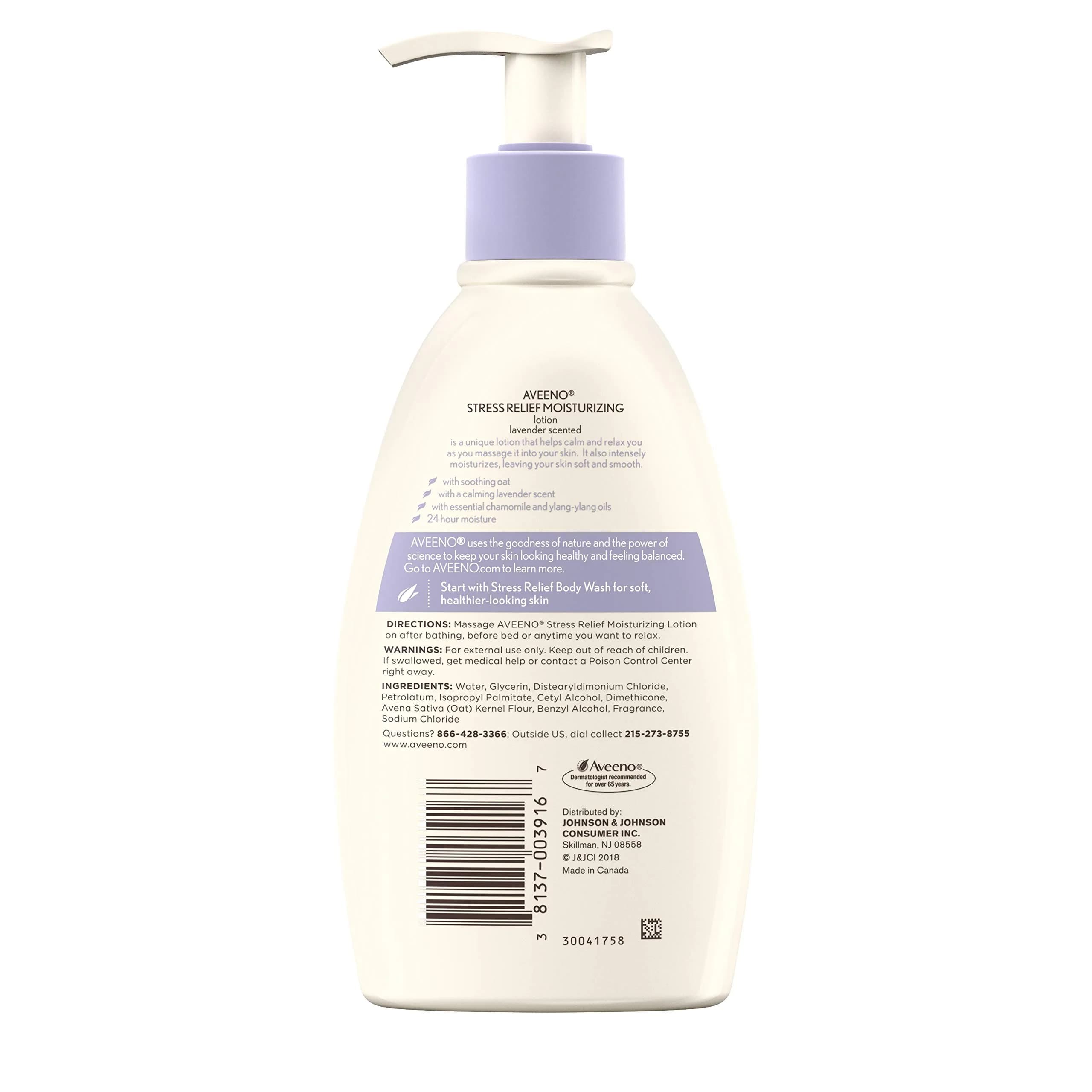 Aveeno Stress Relief Moisturizing Lotion, Lavender Scent, 12 Fl Oz (Pack of 4) - Soothing Hydration - view 2