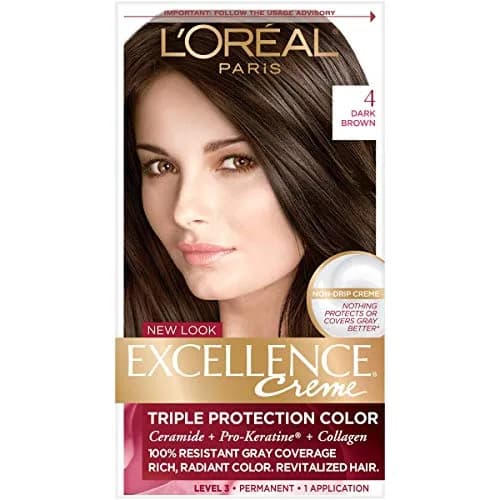 L'Oreal Paris Excellence Triple Protection Permanent Hair Color Creme, Dark Brown 4 | Rich Gray Coverage & Long-Lasting Color thumbnail 1