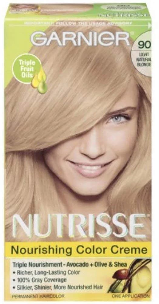 Garnier Nutrisse Nourishing Color Creme, Light Natural Blonde 90 | 2 Count (Pack of 1) | Permanent Hair Color — 90 Light Natural Blonde