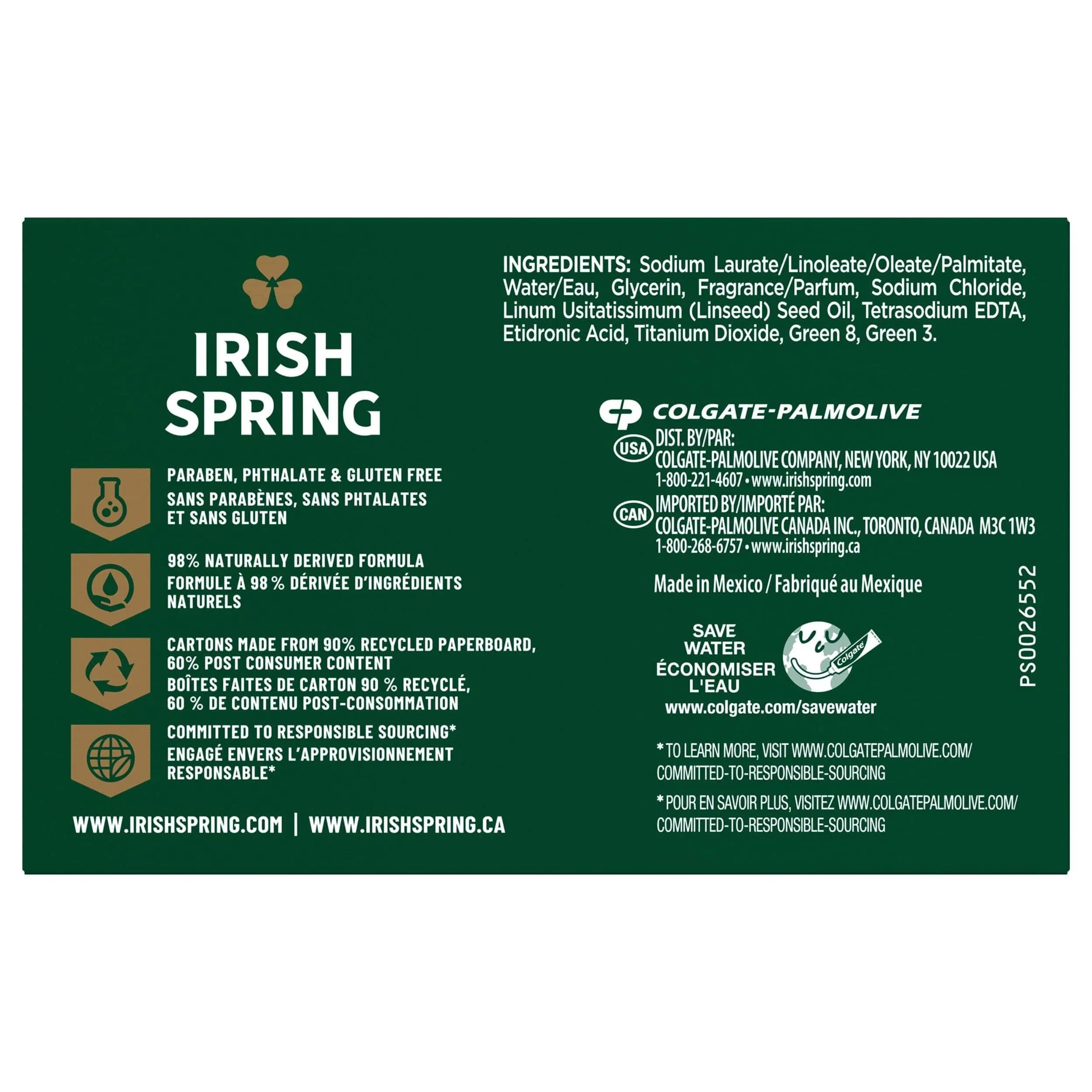 Irish Spring Deodorant Bar Soap, Original, 90 oz (2.55 kg) | Classic Scent for Deep Cleansing - view 3
