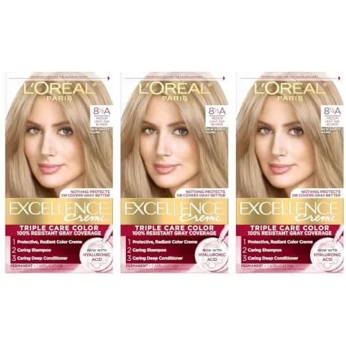 L'Oreal Paris Excellence Créme Permanent Hair Color 8.5A Champagne Blonde | Long-lasting, Gray Coverage, Easy Home Use thumbnail 1