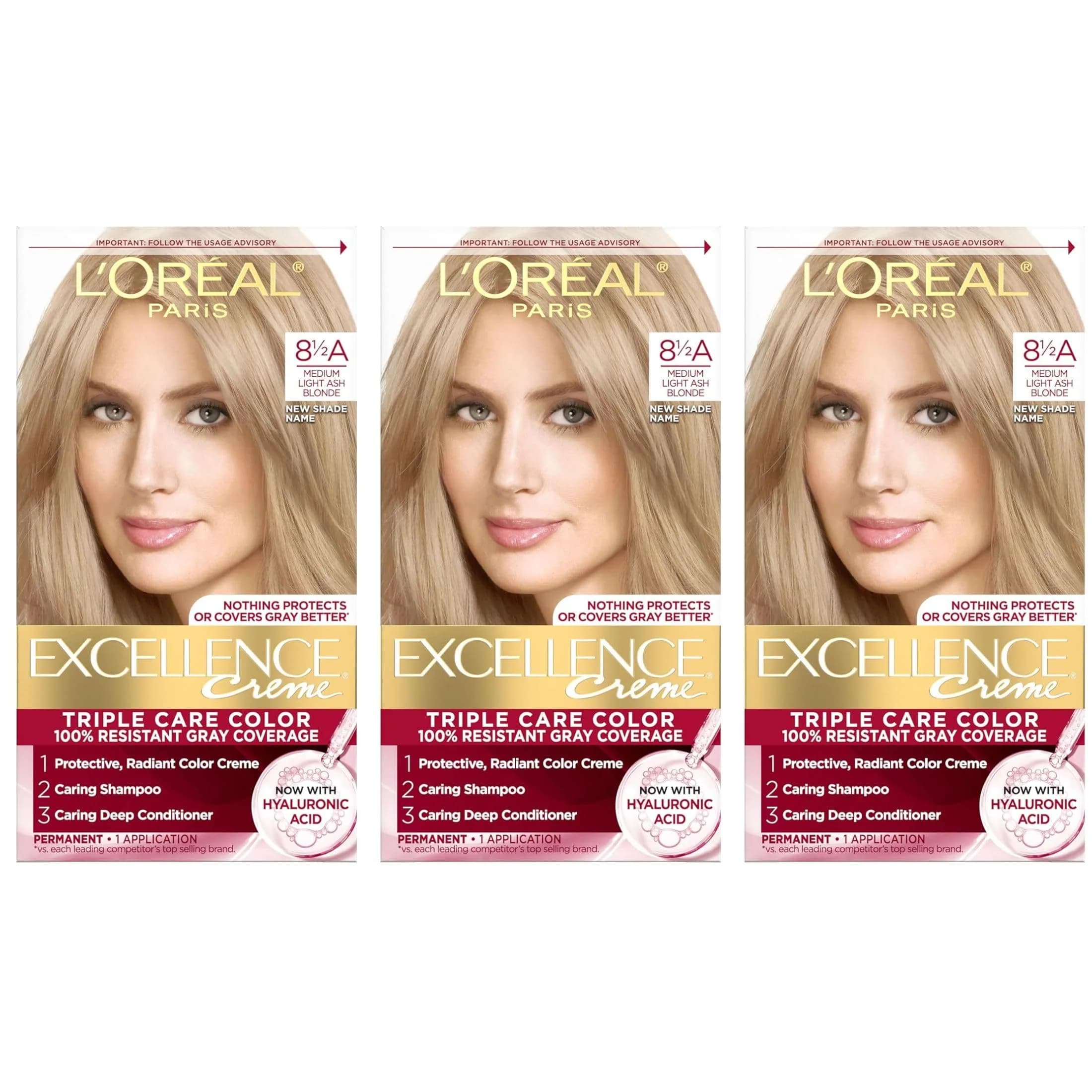 L'Oreal Paris Excellence Créme Permanent Hair Color 8.5A Champagne Blonde | Long-lasting, Gray Coverage, Easy Home Use