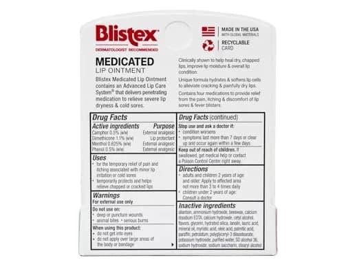 Blistex Medicated Lip Ointment 0.21 oz (Pack of 8) | Hydrates & Heals Dry Lips thumbnail 2