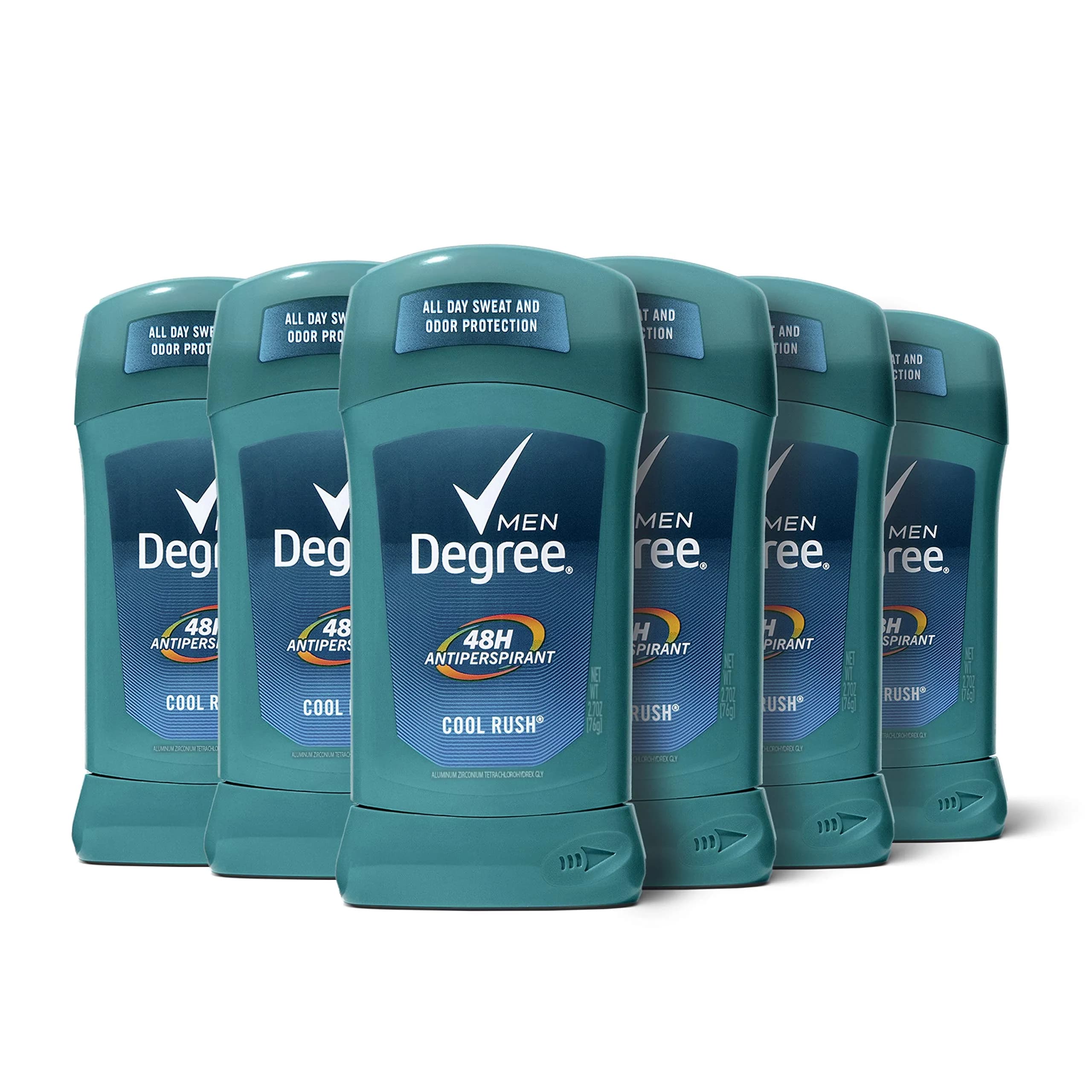 Degree Men Cool Rush Antiperspirant Deodorant Stick, 2.7 oz, Pack of 6 | 48-Hour Sweat & Odor Protection - main product image