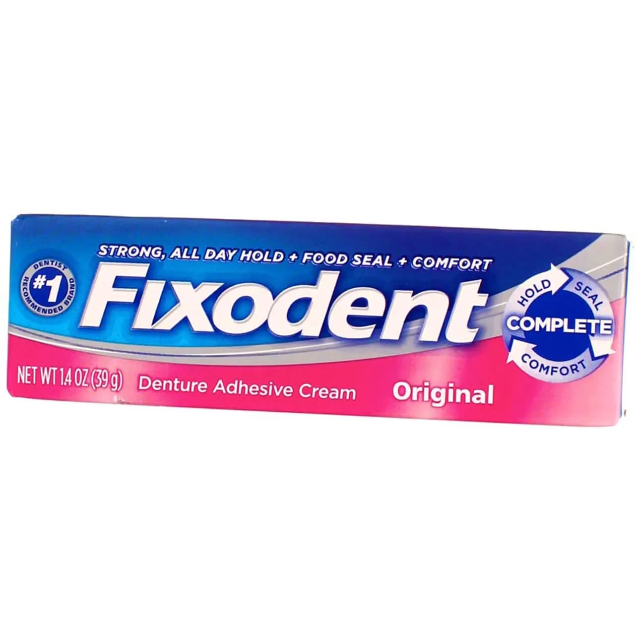 Fixodent Denture Adhesive Cream Original 1.40 oz (Pack of 2) | Dependable hold for daily denture wear — red