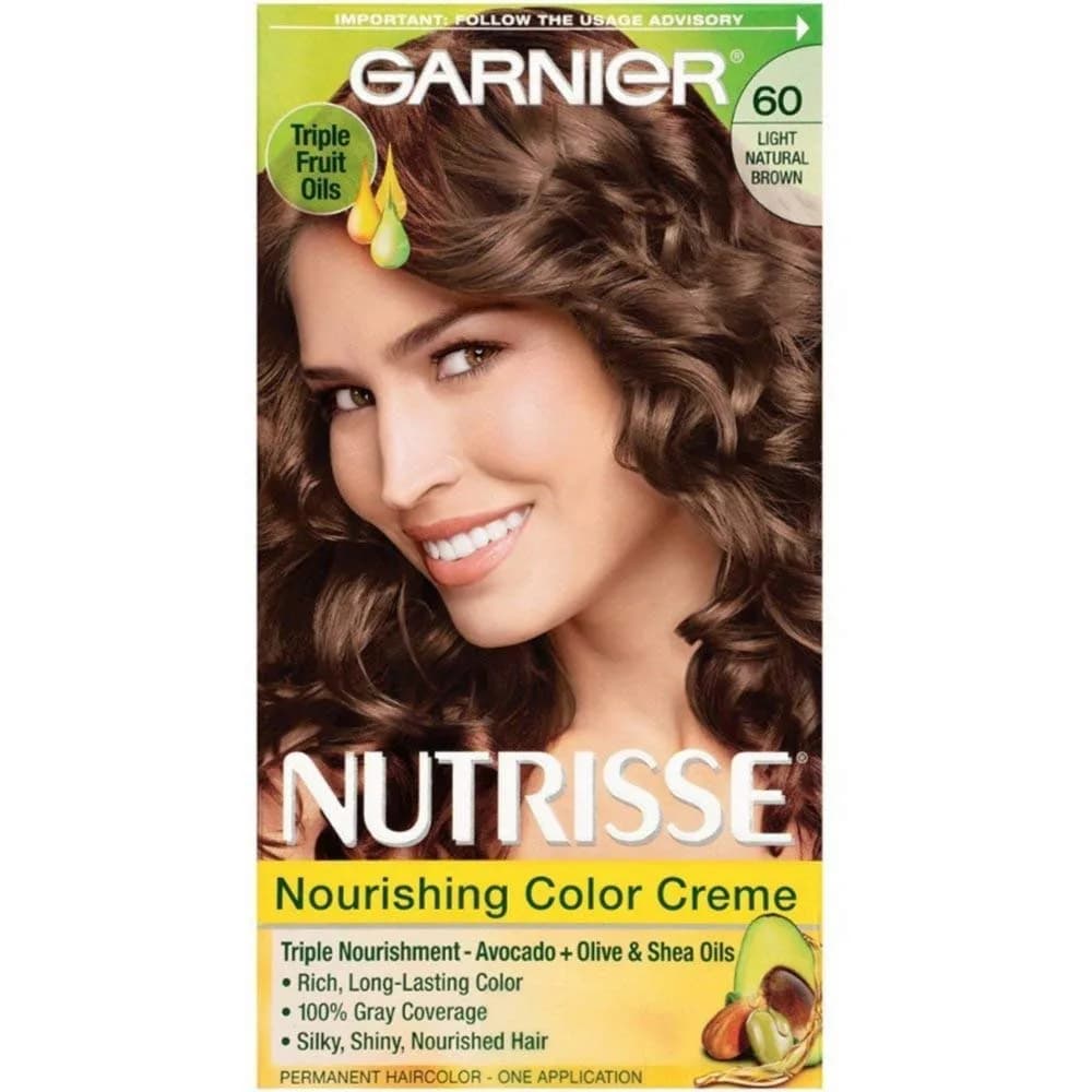 Garnier Nutrisse Nourishing Color Creme Light Natural Brown 60 (Pack of 6) | Permanent Gray Coverage - main product image