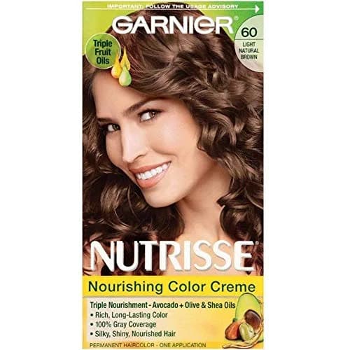 Garnier Nutrisse Nourishing Color Creme Light Natural Brown 60 (Pack of 6) | Permanent Gray Coverage thumbnail 1