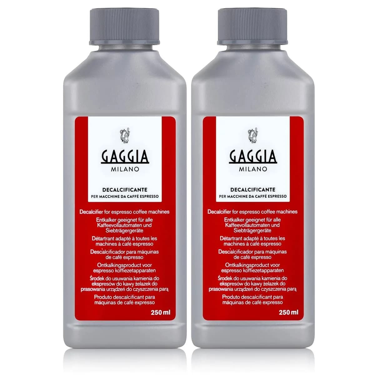 Gaggia Decalcifier Descaler Solution 500ml (2 x 250ml Bottles) | Cleans Espresso Machine Water Circuits