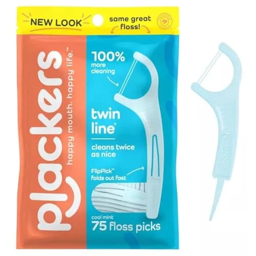 Plackers Twin-Line Dental Flossers Cool Mint 900 Count (30 x 30 Picks) | Whitening Floss Picks for Effective Cleaning thumbnail 1