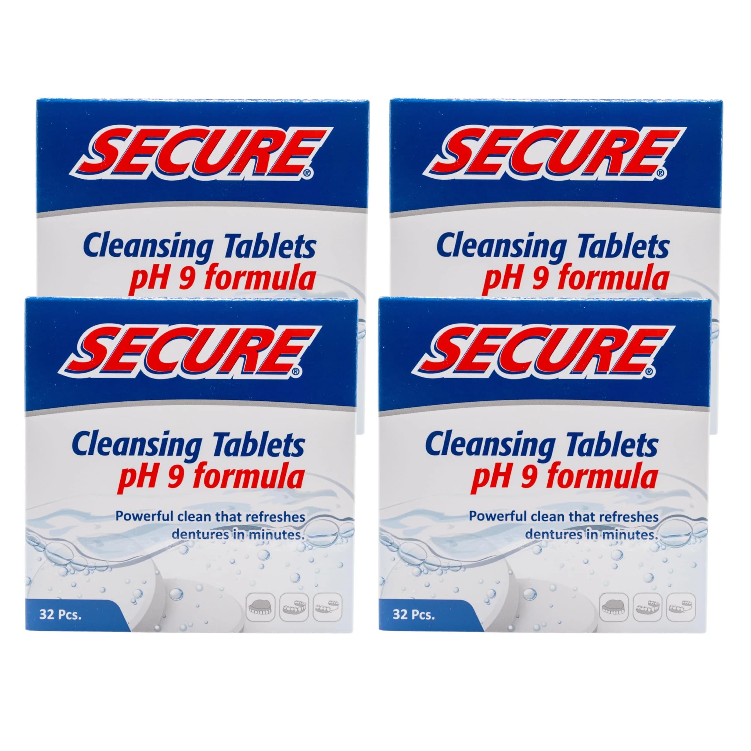 Secure Denture Cleaning Tablets, 128 Tablets | pH 9 Formula for Deep Disinfection — Tablet
