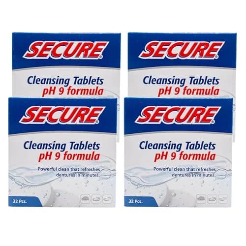 Secure Denture Cleaning Tablets, 128 Tablets | pH 9 Formula for Deep Disinfection thumbnail 1