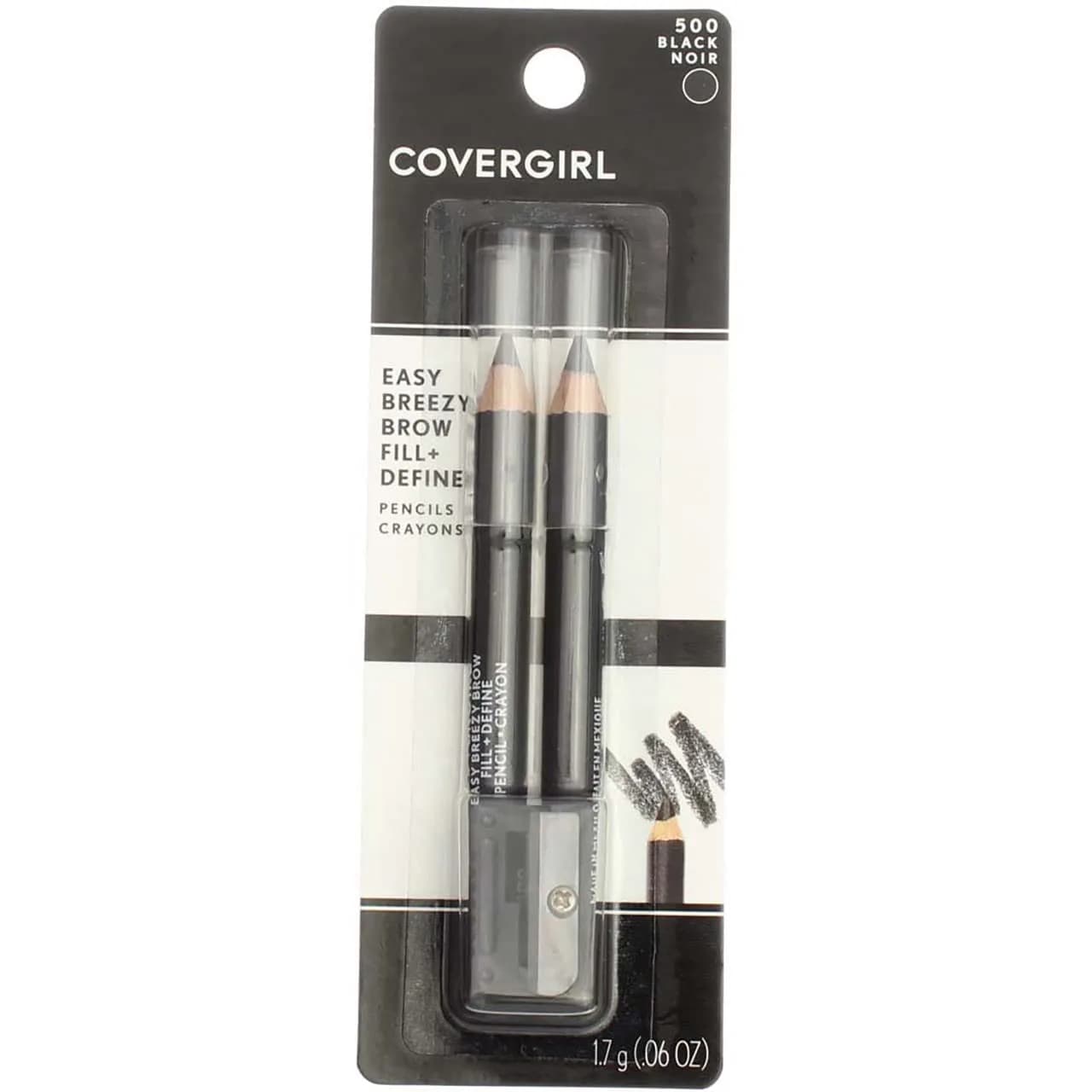 COVERGIRL Professional Brow & Eye Makers Eyeliner Pencil, Midnight Black 500, 1.8g (Pack of 10) | Twin Pencils for Brows & Eyes — Midnight Black