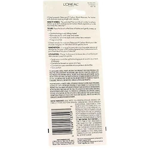 L'Oreal Paris Telescopic Mascara, Carbon Black | Lengthening & Separating, Ophthalmologist Tested thumbnail 5