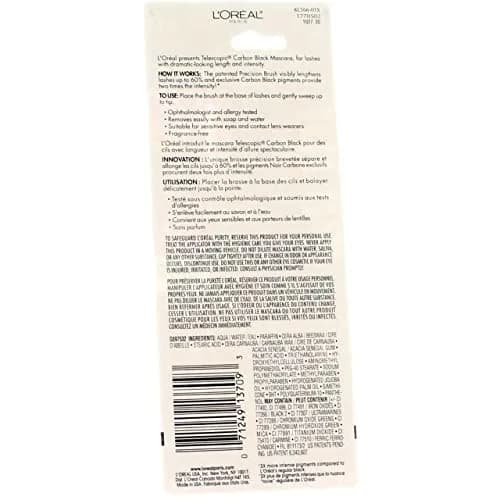 L'Oreal Paris Telescopic Mascara, Carbon Black | Lengthening & Separating, Ophthalmologist Tested thumbnail 2
