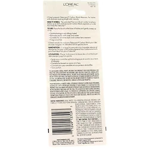 L'Oreal Paris Telescopic Mascara, Carbon Black | Lengthening & Separating, Ophthalmologist Tested thumbnail 3