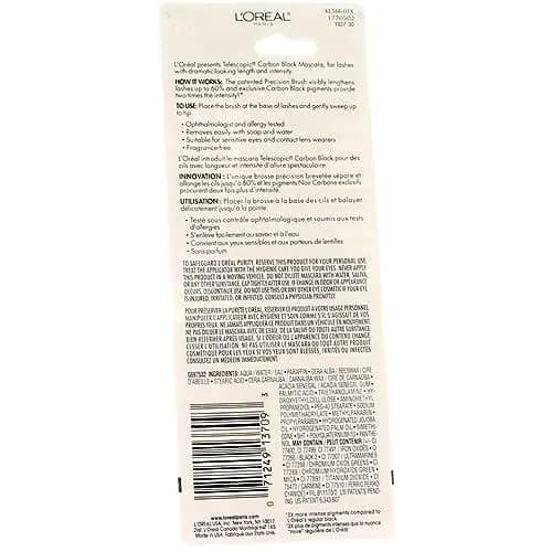 L'Oreal Paris Telescopic Mascara, Carbon Black 0.27 oz | Dramatic Length & Lash Separation thumbnail 4