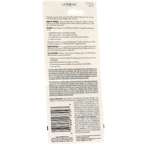 L'Oreal Paris Telescopic Mascara, Carbon Black 0.27 oz | Dramatic Length & Lash Separation thumbnail 3