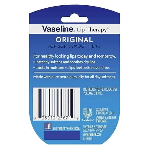 Vaseline Lip Therapy Original Mini 0.25 Ounce (Pack of 4) | Pocket-Sized Healing for Dry Lips thumbnail 3