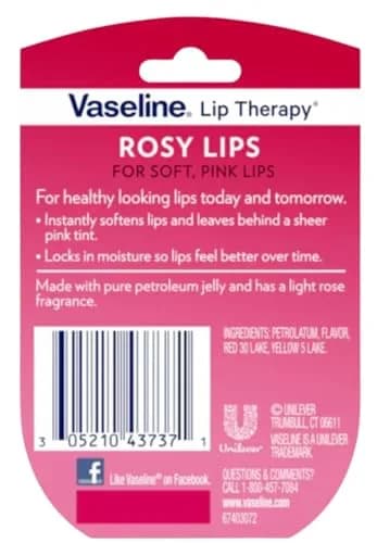Vaseline Lip Therapy Rosy Lips 0.25 Ounce (Pack of 10) Balm for Dry Lips thumbnail 3