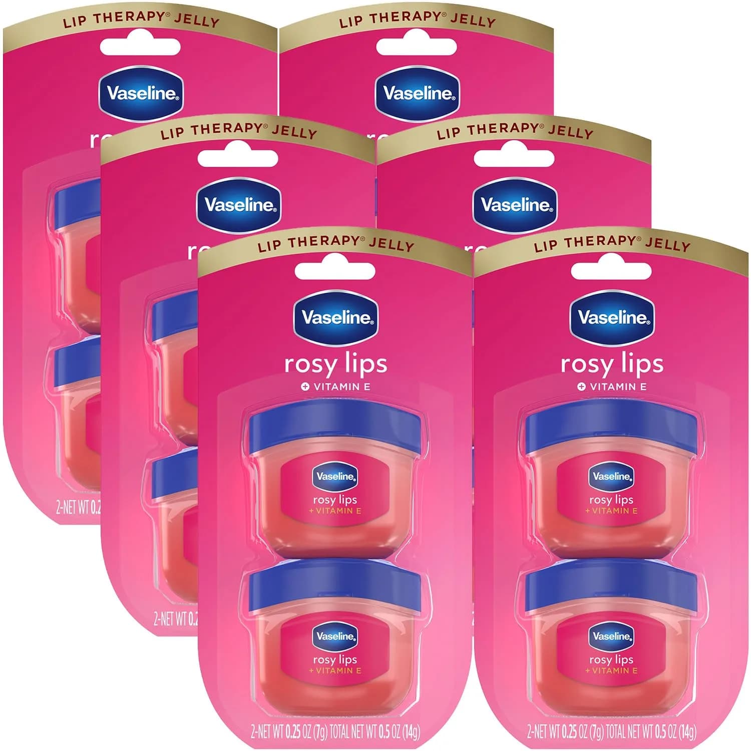 Vaseline Lip Therapy Rosy Lips Mini 0.25 oz (Pack of 12) | Rose-Tinted Moisturizer for Soft, Pink Lips - main product image