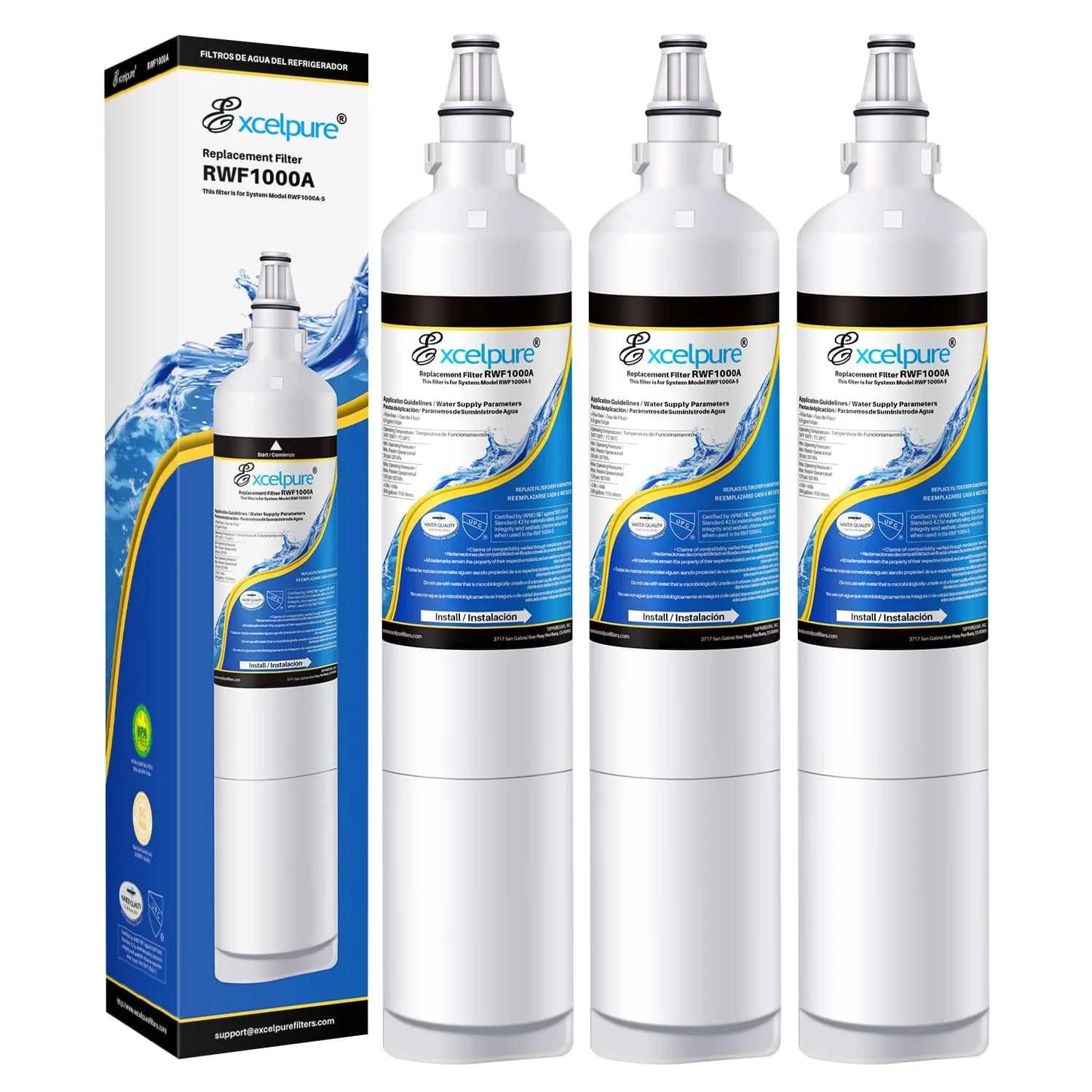 EXCELPURE Water Filter Replacement for LG LT600P 3-Pack | NSF Certified, 99.99% Sediment & Turbidity Filtration — 3-Pack