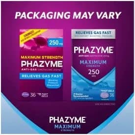 Phazyme Maximum Strength Gas and Bloating Relief 36 Fast GELS Pack of 3 | 250 mg Simethicone & 750 mg Calcium Carbonate | Fast-Acting Chewable Relief thumbnail 11