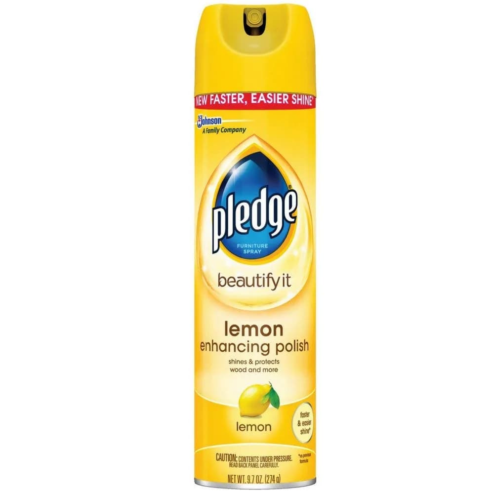 Pledge Enhancing Polish Spray Lemon Scent 287ml (9.7 Fl Oz) Pack of 4 | Cleans, Shines, Protects Wood & Stainless Steel