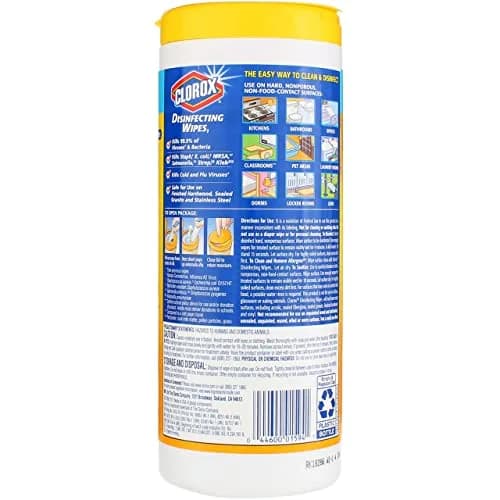 Clorox Disinfecting Wipes Lemon 35CT | Thick, 99.9% Germ Kill, Bleach-Free, Multi-Surface (enables 210 wipes, 2.27kg) thumbnail 2