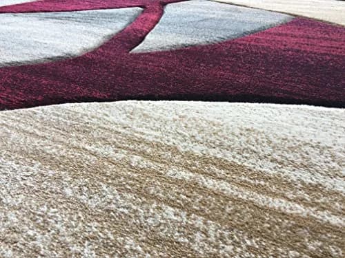 Sculpture Modern Round Contemporary Area Rug Red Burgundy Design 248 (5 Feet 6 Inch x 5 Feet 6 Inch) | Soft, Durable & Stylish thumbnail 6