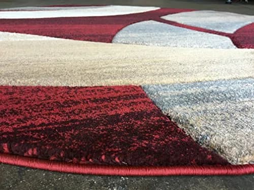Sculpture Modern Round Contemporary Area Rug Red Burgundy Design 248 (5 Feet 6 Inch x 5 Feet 6 Inch) | Soft, Durable & Stylish thumbnail 7