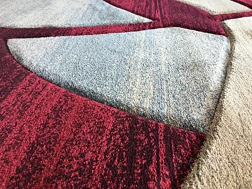 Sculpture Modern Round Contemporary Area Rug Red Burgundy Design 248 (5 Feet 6 Inch x 5 Feet 6 Inch) | Soft, Durable & Stylish thumbnail 3