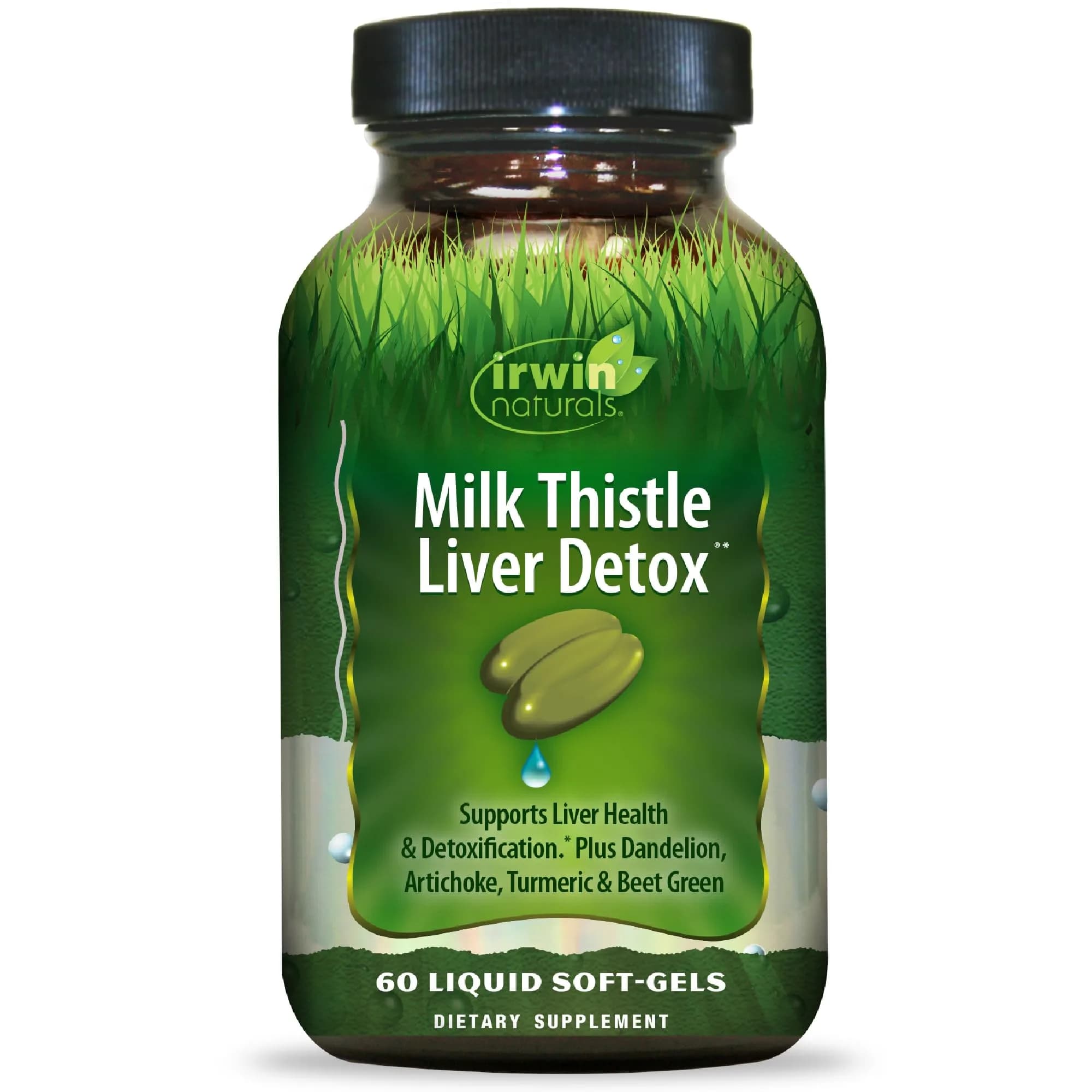 Irwin Naturals Milk Thistle Liver Detox Supplement | 60 Softgels for Liver Support & Detox — No Color