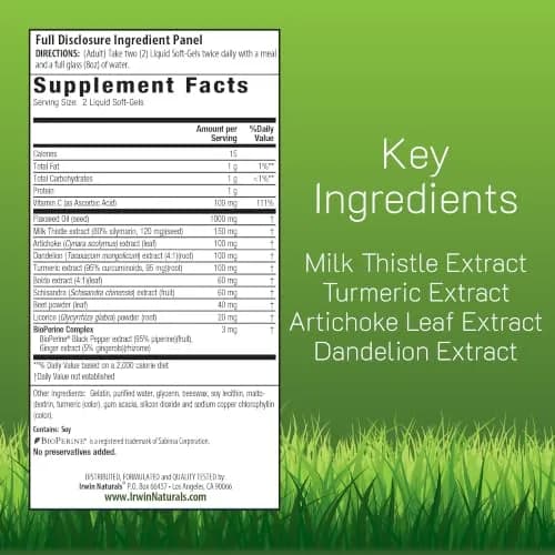 Irwin Naturals Milk Thistle Liver Detox Supplement | 60 Softgels for Liver Support & Detox thumbnail 2