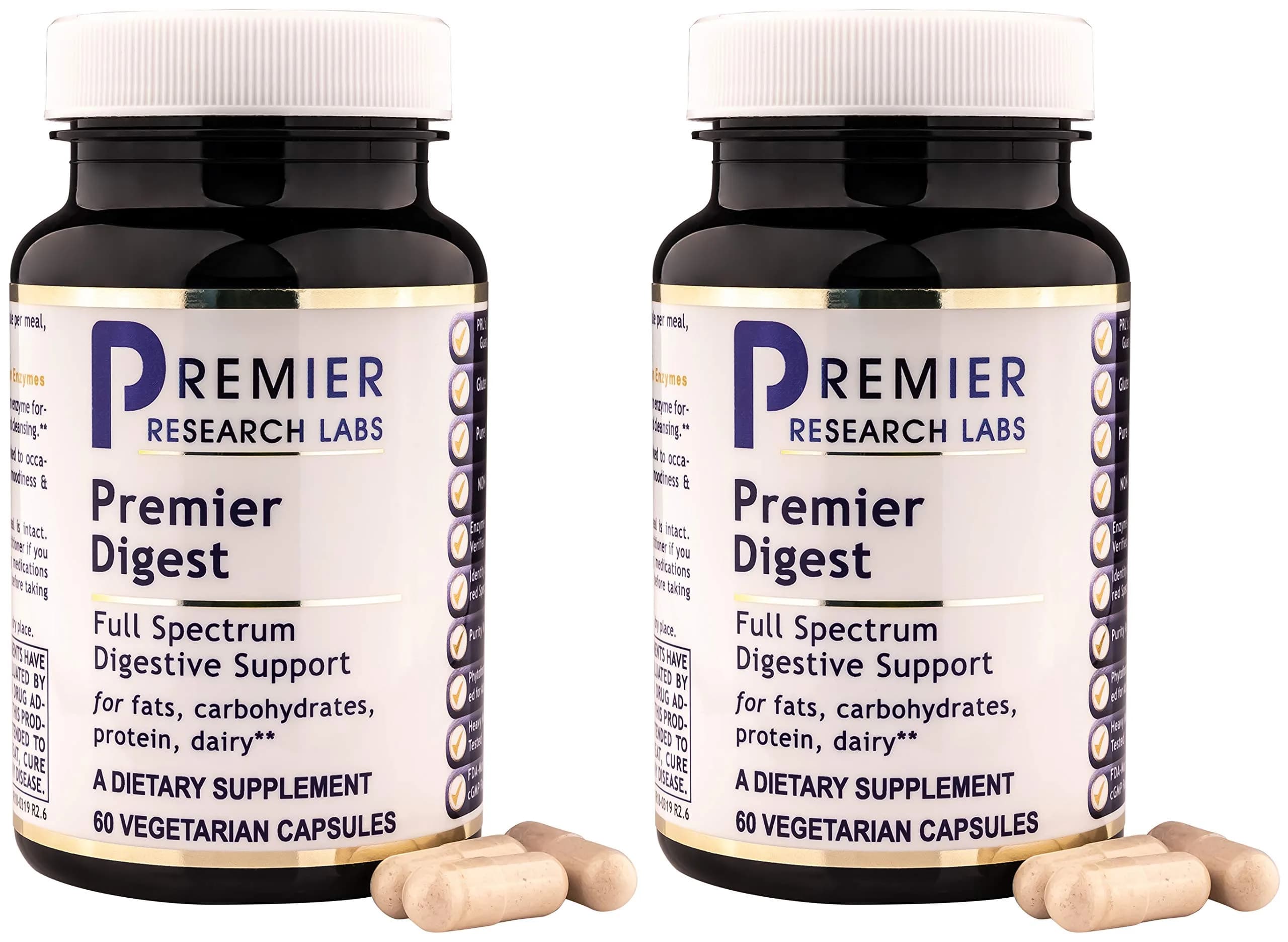 Premier Research Labs Premier Digest 60 Capsules | Vegetarian Digestive Support for Adults — Capsule