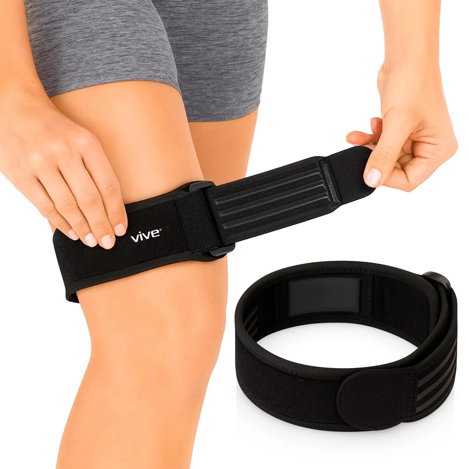 Vive IT Band Strap - Iliotibial Band Compression Wrap - Outside of Knee - 1 Count (Black)