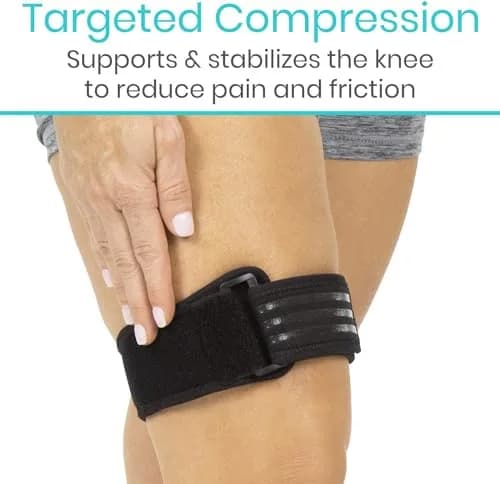 Vive IT Band Strap - Iliotibial Band Compression Wrap - Outside of Knee - 1 Count (Black) thumbnail 5
