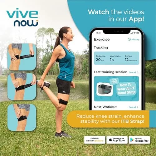 Vive IT Band Strap - Iliotibial Band Compression Wrap - Outside of Knee - 1 Count (Black) thumbnail 9