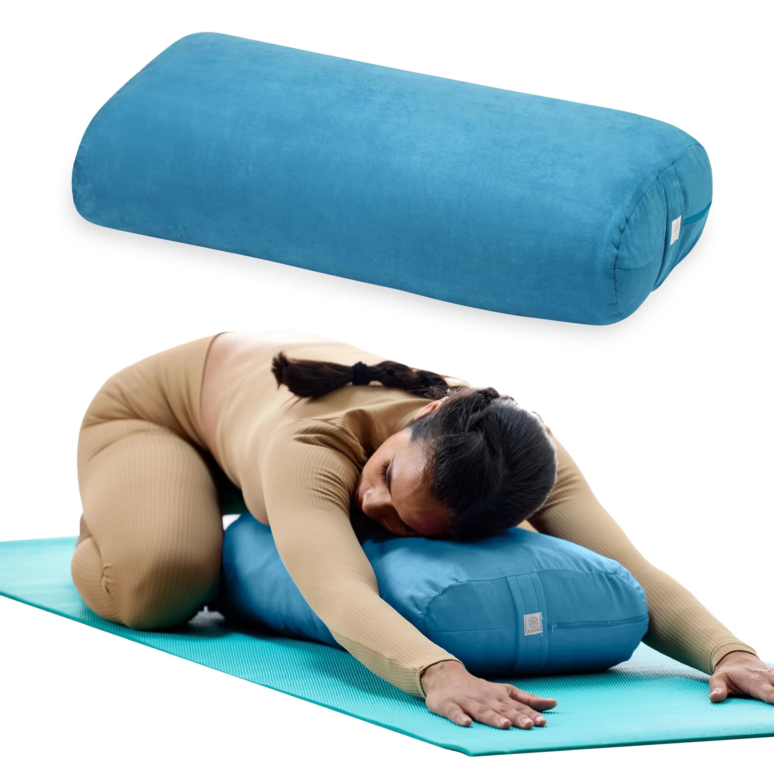 Gaiam Yoga Bolster Pillow Supportive Cushion for Restorative Yoga | Teal — Teal