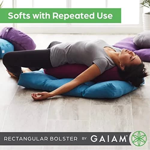 Gaiam Yoga Bolster Pillow Supportive Cushion for Restorative Yoga | Teal thumbnail 8
