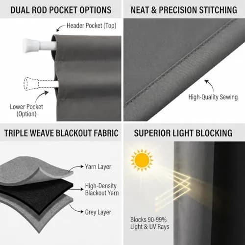 Aquazolax Grey Curtains for Door Window 54W x 40L | Elegant Privacy & Light Control thumbnail 4