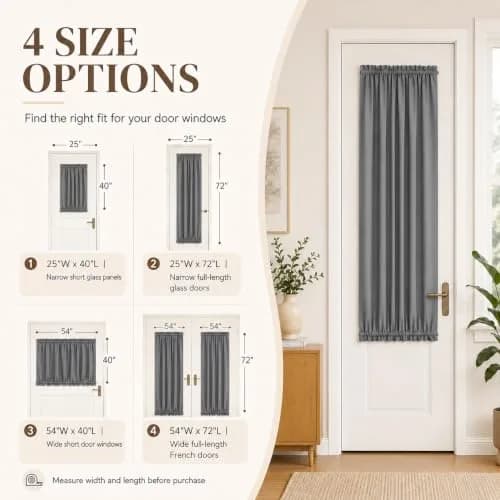 Aquazolax Grey Curtains for Door Window 54W x 40L | Elegant Privacy & Light Control thumbnail 7
